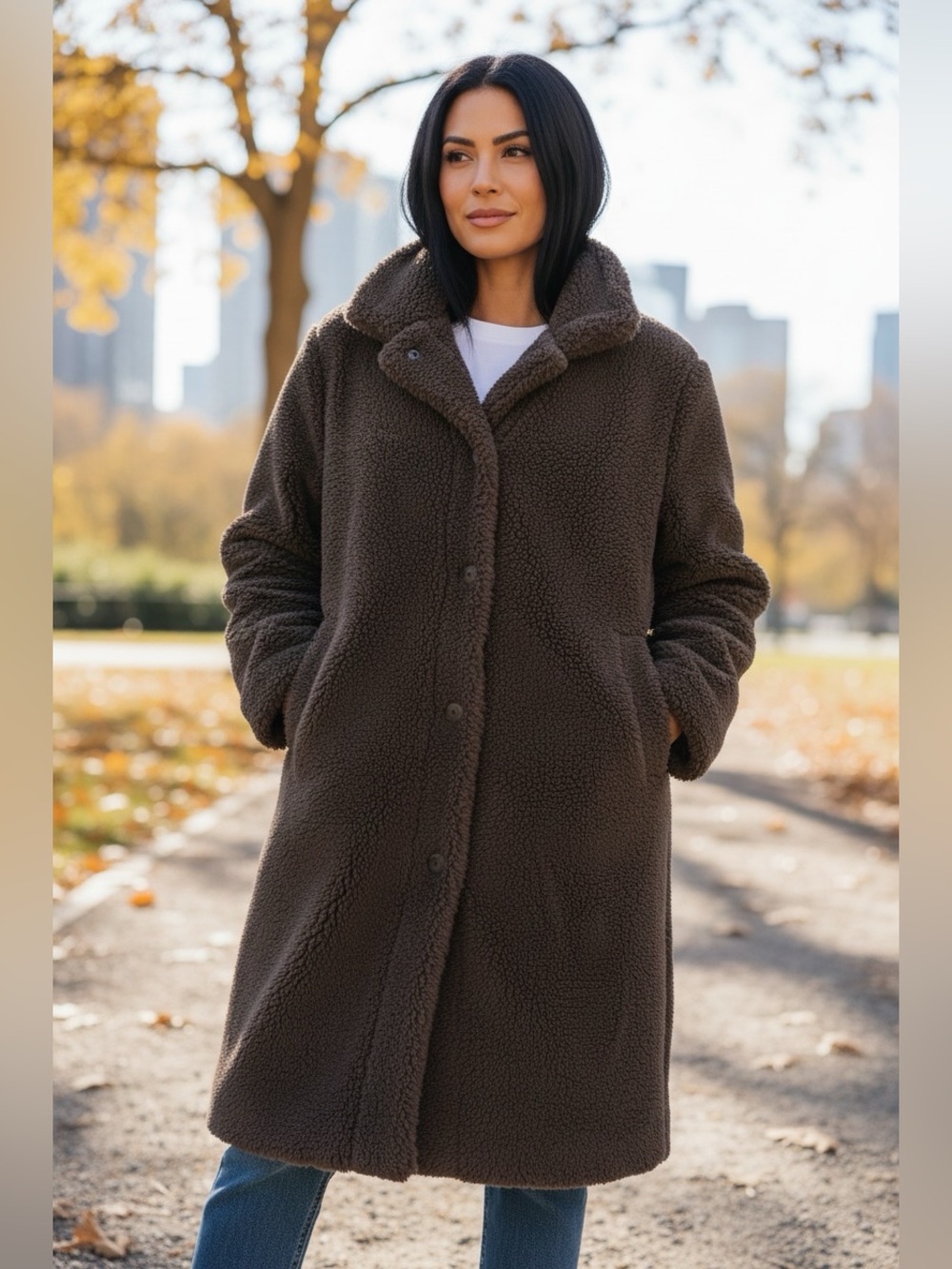 🫶🏻 GAP Long Teddy Coat in Dark Brown